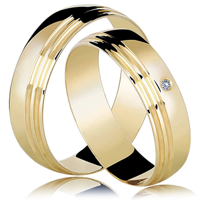 Aliança de Casamento De Ouro 18k Perfect Life Diamante