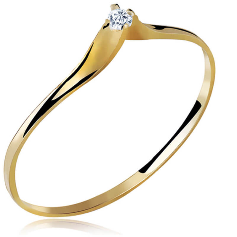 Anel de Ouro 18k Com Diamante Slim Plus